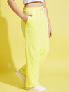 Girls Yellow Fleece Brand Drawstring Track Pants