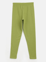 Girls Mint Green Solid Basic Leggings