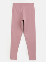 Girls Pink Solid Basic Leggings