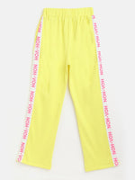 Girls Yellow Rib Brand Tape Track Pants