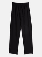 Girls Black Seer Sucker Front Button Straight Pants