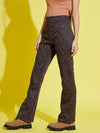 Girls Mustard & Blue Geometric Boot Leg Pants