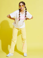 Girls Yellow Terry Enjoy-The-Now Pants