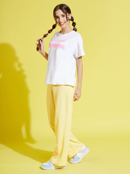 Girls Yellow Terry Enjoy-The-Now Pants