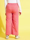 Girls Pink Contrast Thread Twill Straight Pants