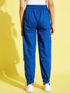 Girls Blue Front Zipper Twill Joggers