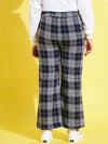 Girls Navy & Grey Check Straight Pants