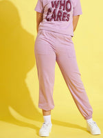 Girls Lavender Terry Paper Bag Joggers