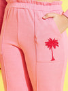 Girls Pink Terry Coconut Tree Paper Bag Joggers