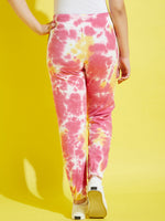 Girls Yellow & Pink Terry Tie Dye Joggers