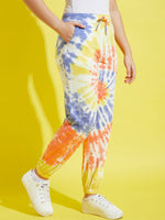 Girls Orange & Blue Terry Tie Dye Joggers