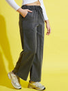 Girls Black Acid Wash Tencel Wide Leg Drawstring Pants