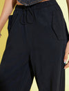 Girls Black Tencel Pull Hem Cargo Pants