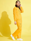 Girls Yellow Face Print Sweatshirt With Track Pants