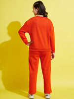 Girls Orange JUST CHILL Oversize Sweatshirt With Track Pants