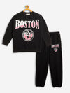 Girls Black Boston Oversized Sweatshirt With Joggers