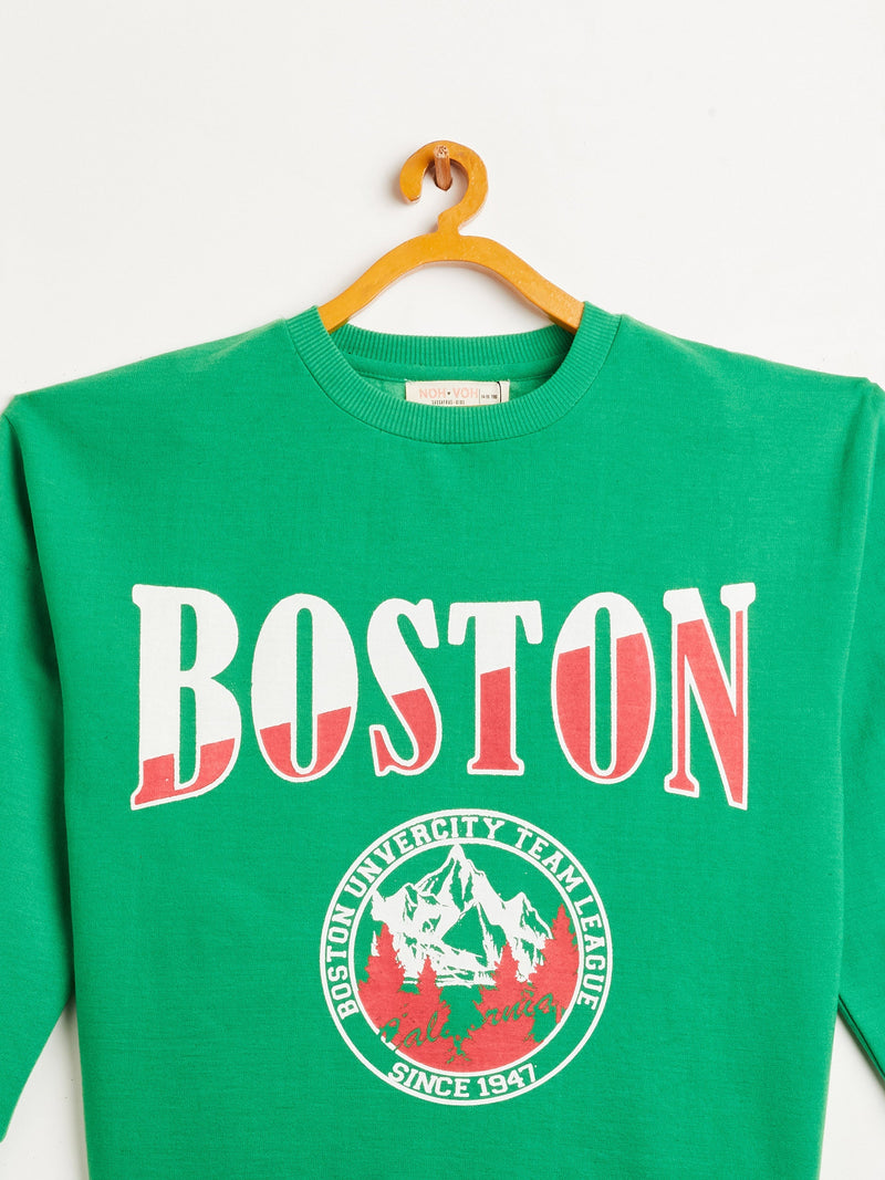 Wholesale Girls Green BOSTON Oversized Sweatshirt With Joggers