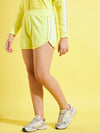 Girls Yellow Fleece Rainbow Tape Detail Shorts