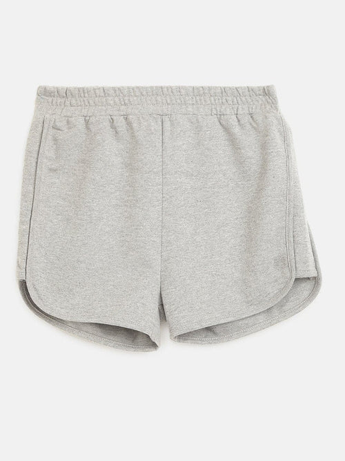 Girls Grey Terry Solid Shorts