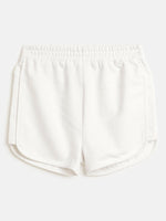 Girls White Terry Solid Shorts
