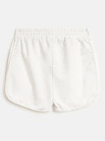 Girls White Terry Solid Shorts