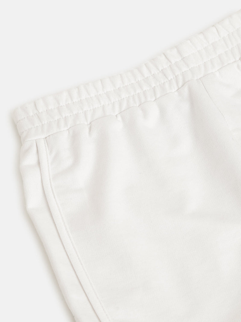 Girls White Terry Solid Shorts