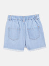 Girls Ice Blue Raw Hem Pearl Denim Shorts