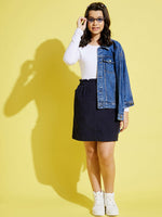 Girls Navy Corduroy Paper Bag Skirt