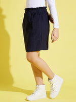 Girls Navy Corduroy Paper Bag Skirt