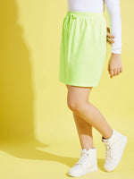Girls Neon Green Terry Mini Skirt