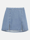 Girls Blue Denim Button Mini Skirt