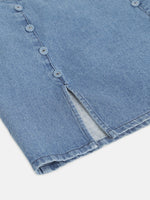 Girls Blue Denim Button Mini Skirt
