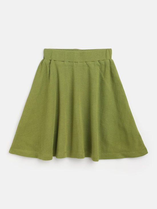 Girls Green Rib Skater Skirt