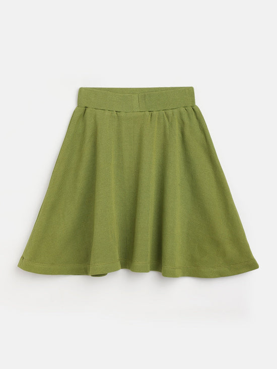 Girls Green Rib Skater Skirt