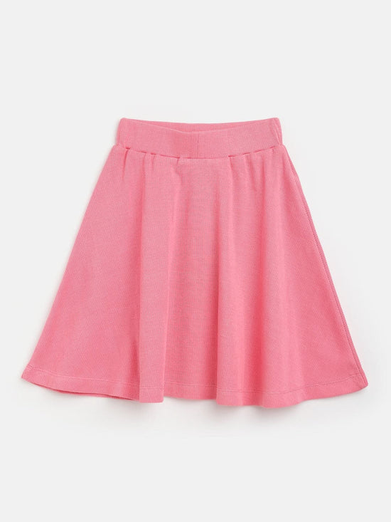 Girls Pink Rib Skater Skirt