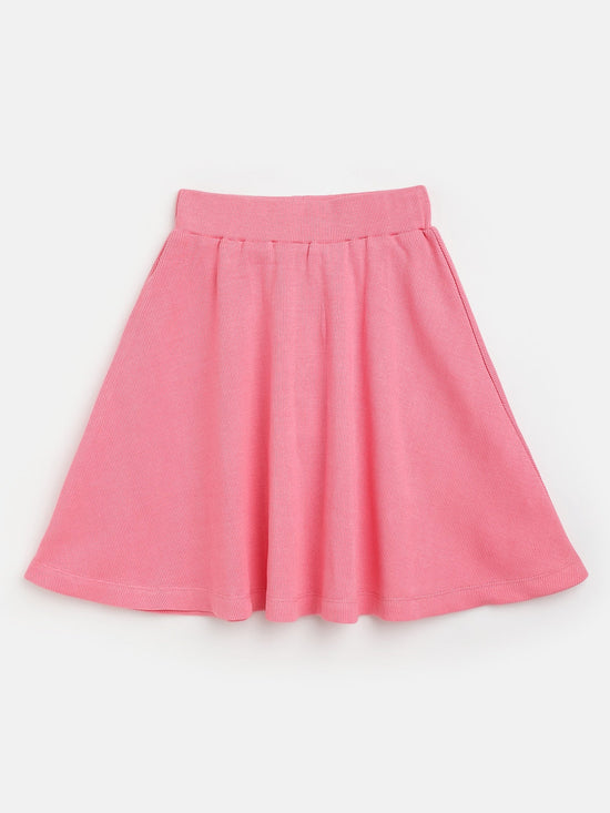 Girls Pink Rib Skater Skirt