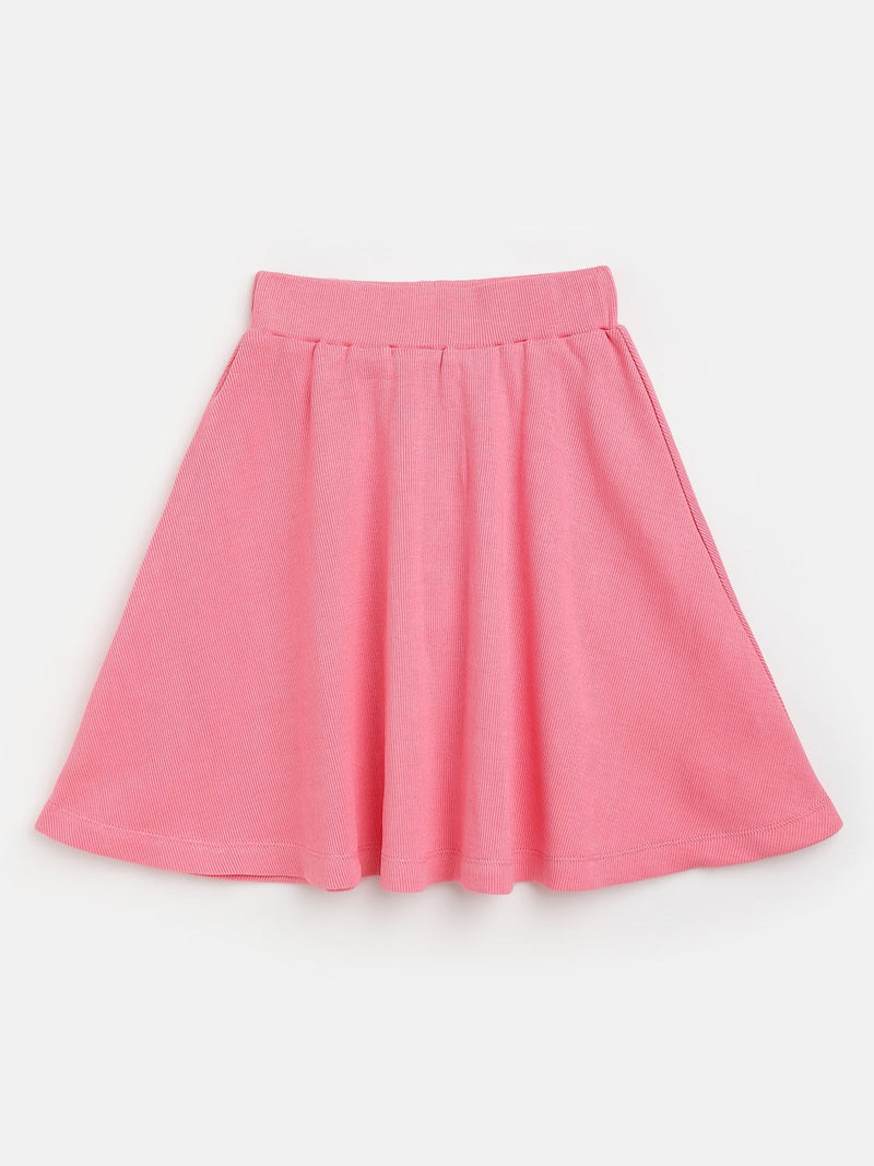 Girls Pink Rib Skater Skirt