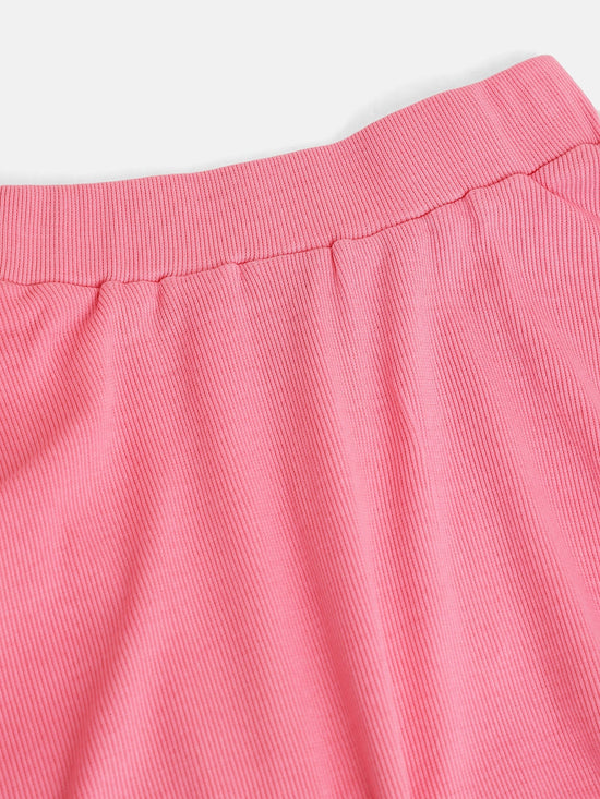 Girls Pink Rib Skater Skirt