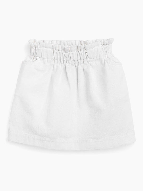 Girls White Twill Paperbag Waist Mini Skirt