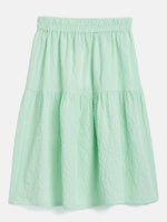 Girls Green Seer Sucker Tiered Skirt