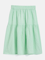 Girls Green Seer Sucker Tiered Skirt