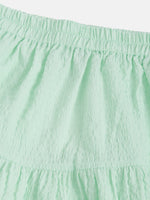 Girls Green Seer Sucker Tiered Skirt