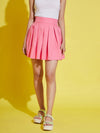 Girls Pink Front Pleated Skirt