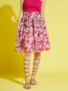 Girls Pink Organza Floral Gathered Skirt