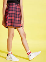 Girls Red & Black Check A-Line Skirt