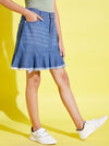 Girls Blue Raw Hem Denim Mini Skirt