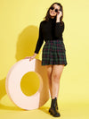 Girls Green & Yellow Check Wrap Skirt