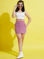 Girls Lavender Corduroy Front Button Skirt