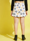 Girls White Floral Print Twill Front Button Mini Skirt