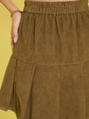 Girls Beige Corduroy Pleated Skirt